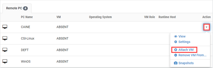 Remote PC Attach VM