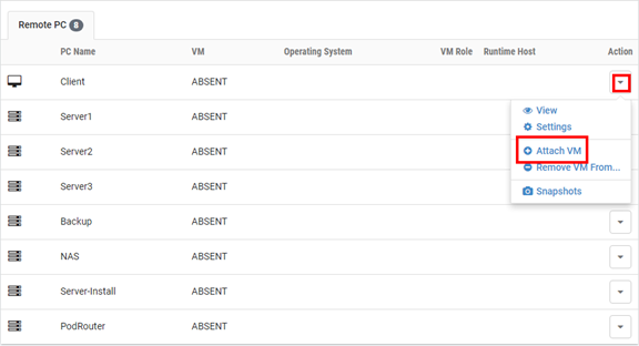 Remote PC Attach VM